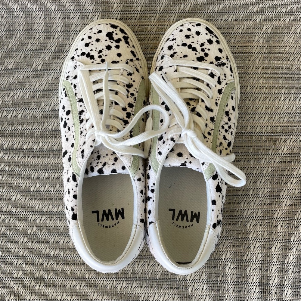 Madewell Sidewalk Low-Top Sneakers in Spatter-Painted Calf Hair Size 8 - Picture 4 of 11